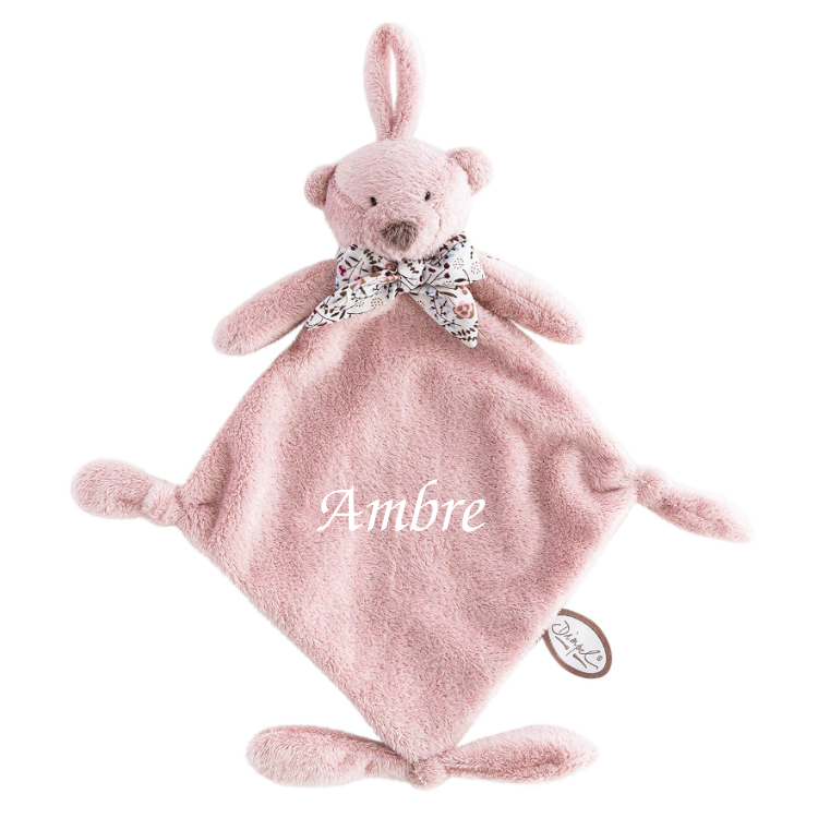  - noann lours - avec attache-sucette rose 25 cm 